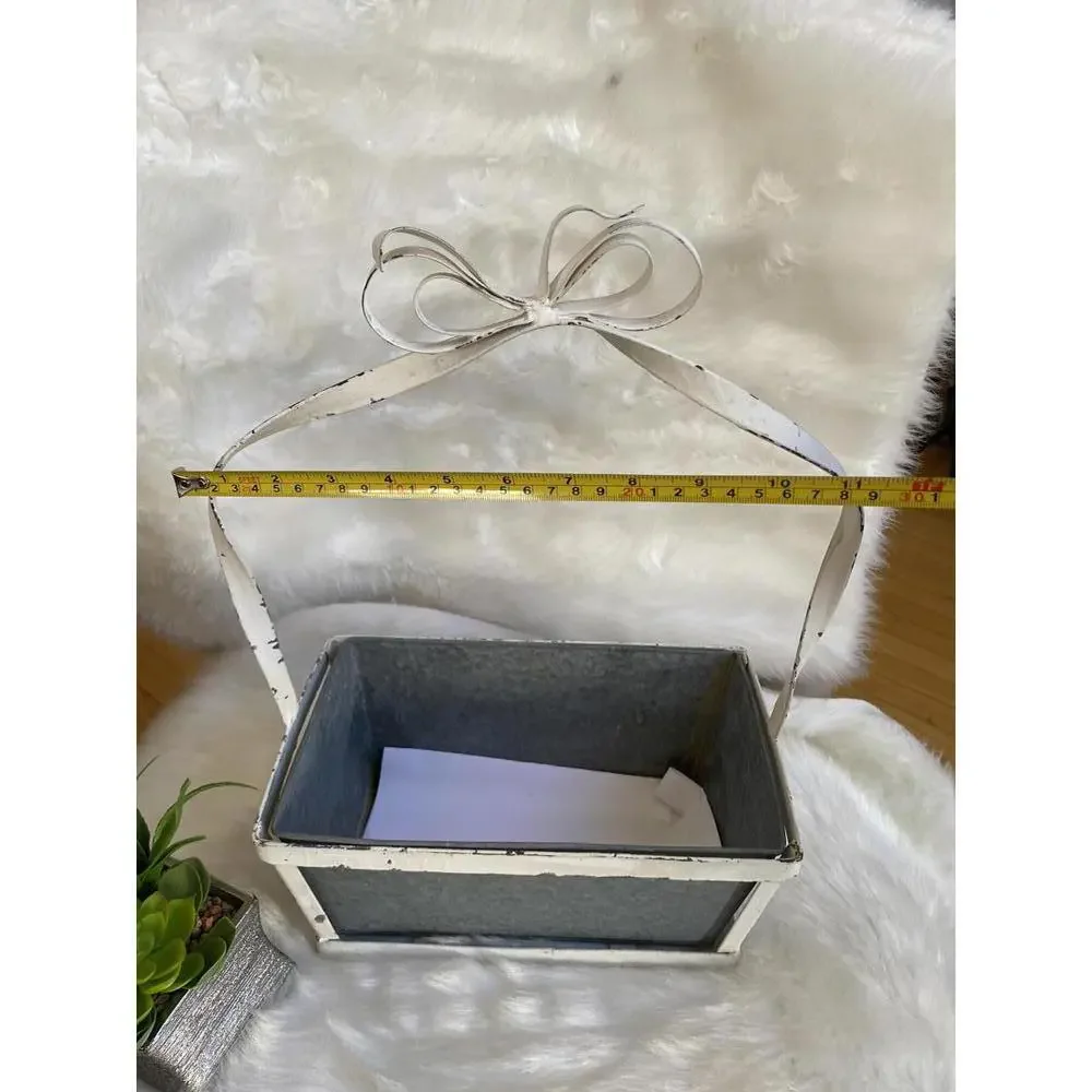Decorative Metal Basket with Bow Handle
